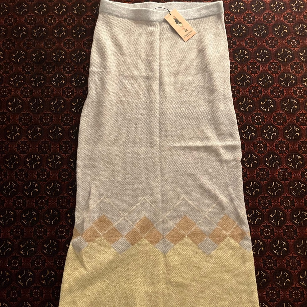 WOMEN'S MOHAIR ARGYLE MAXI SKIRT MOHAIR BLEND